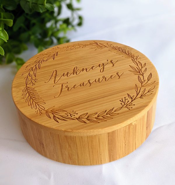Personalised Bamboo Jewellery Box with Mirror - Image 2