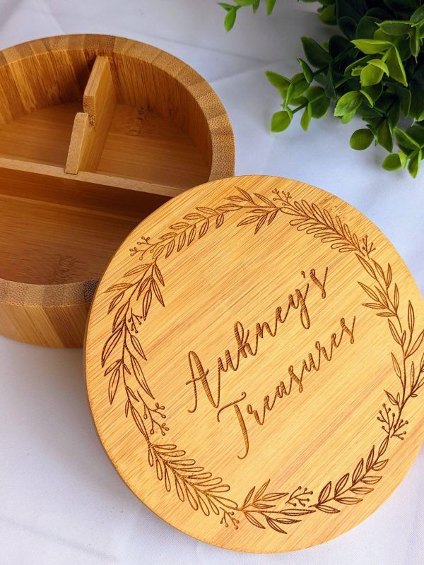 Personalised Bamboo Jewellery Box with Mirror
